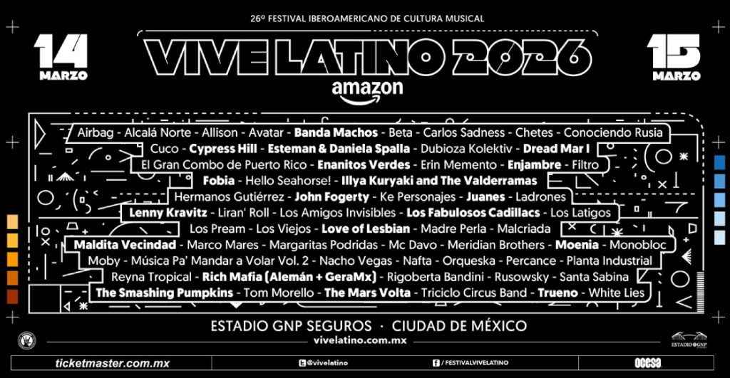 Tenemos cartel de Vive Latino 2026: Cypress Hill, Love Of Lesbian, Los Fabulosos Cadillacs, Enanitos Verdes y mucho&nbsp;más…
